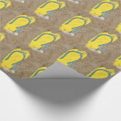 gele teenslippers in zand cadeaupapier (Hoek)