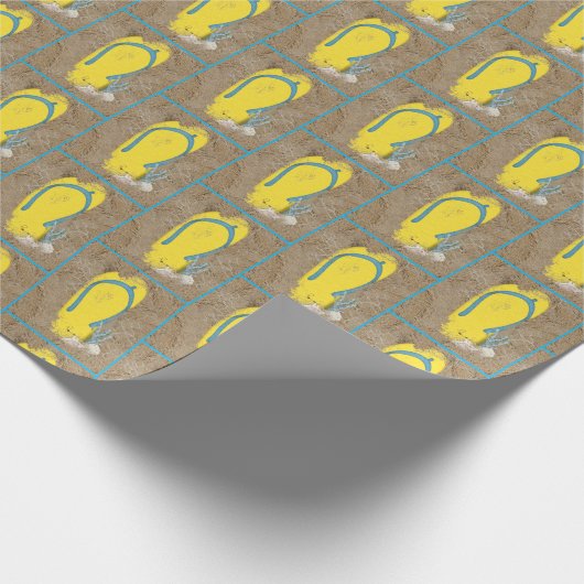 Gele Teenslippers in zand Cadeaupapier (Hoek)