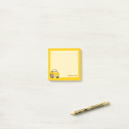 Gele Tekenfilm Auto Post-it® Notes (Op bureau)