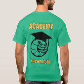 gele tekst en bal op achterzijde t-shirt (Achterkant)