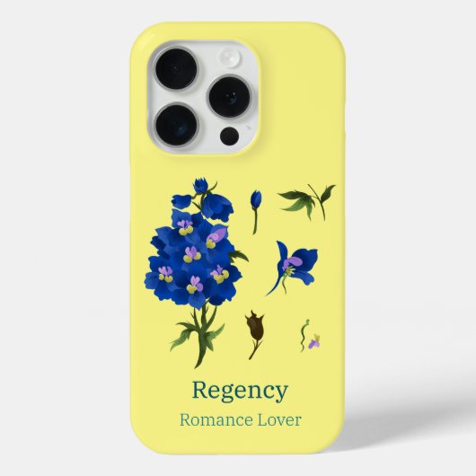 Gele telefoonhoesje met blauw bloemetjes, Romance  Case-Mate iPhone Case (Achterkant)