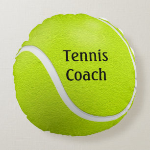 Gele Tennis Ball Coach Naam Rond Kussen