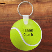 Gele Tennis Ball Coach Naam Sleutelhanger (Voorkant)