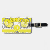 Gele tennis 🎾 rackets en ballen bagagelabel (Voorkant horizontaal)