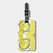 Gele tennis 🎾 rackets en ballen bagagelabel (Voorkant verticaal)