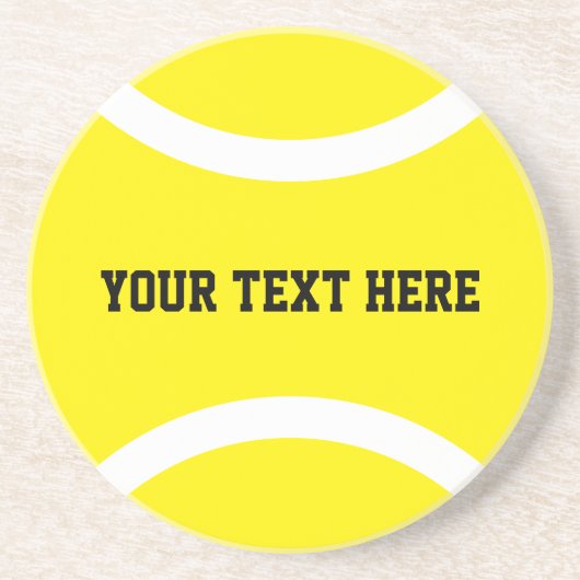 Gele tennisbal aangepaste ronde zandsteen onderzet zandsteen onderzetter (Voorkant)