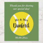 Gele tennisbal aangepaste wijnfles etiketten (Enkel label)