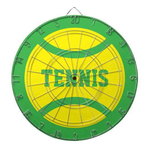 Gele tennisbal dartbord spel (Voorkant)
