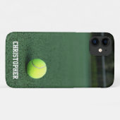 Gele tennisbal op Groene Rechtbank Gepersonaliseer Case-Mate iPhone Case (Achterkant (horizontaal))