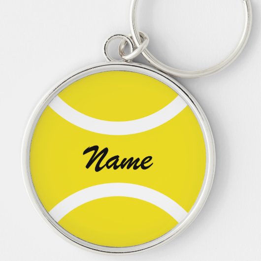 Gele tennisbal sleutelhanger met aangepaste naam (Voorkant)