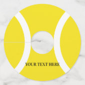 Gele tennisbal Verjaardagsfeest wijnglas labels (Voorkant)