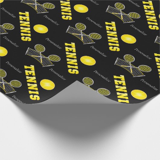 Gele tennisballen en ringbandjes cadeaupapier (Hoek)