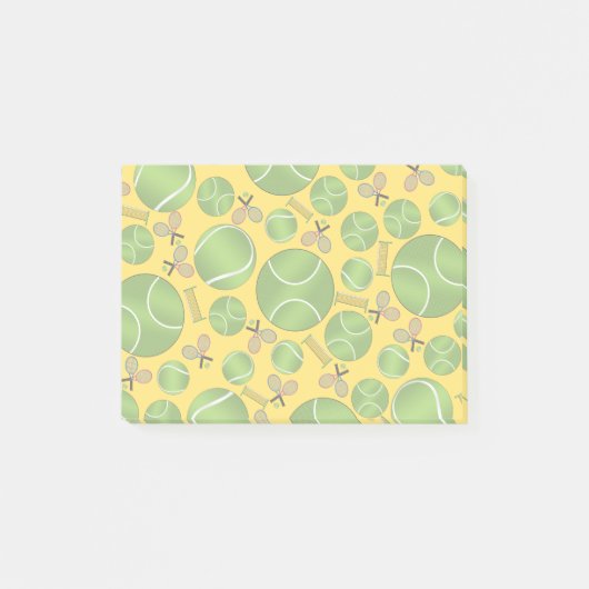 Gele tennisballen, rackets en netten post-it® notes (Voorkant)