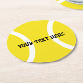 Gele tennisballonderzetters met aangepaste tekst ronde kartonnen onderzetter (Gebogen)