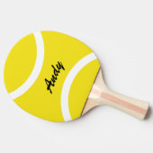 Gele tennisbaltafeltenis pingpongpeddels tafeltennisbatje (Zijkant)