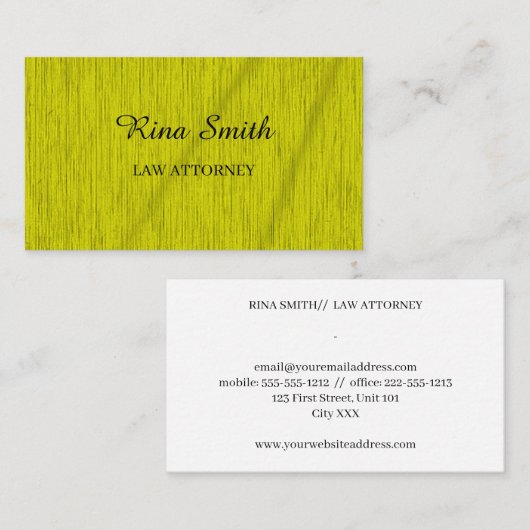 Gele textuur visitekaartje (Voorkant / Achterkant)