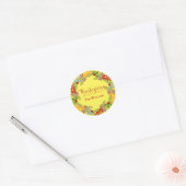 Gele Thanksgiving Krans Ronde Sticker (Envelop)