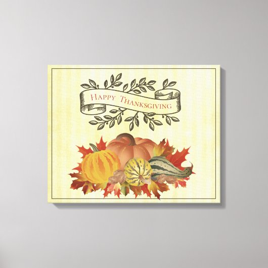 Gele Thanksgiving Pompoenen en Squash Canvas Afdruk (Voorkant)