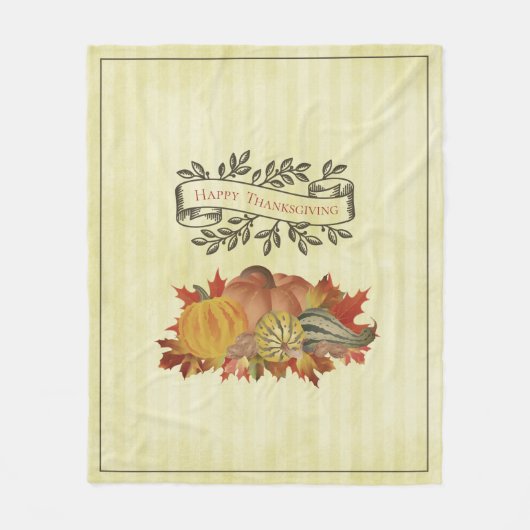 Gele Thanksgiving Pompoenen en Squash Fleece Deken (Voorkant)