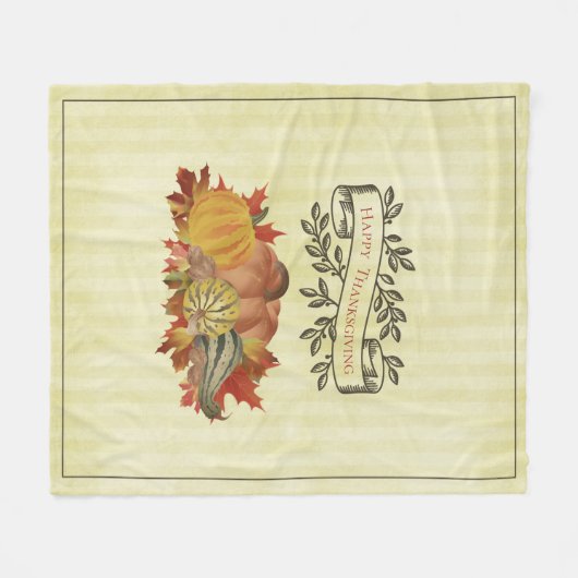 Gele Thanksgiving Pompoenen en Squash Fleece Deken (Voorkant (Horizontaal))