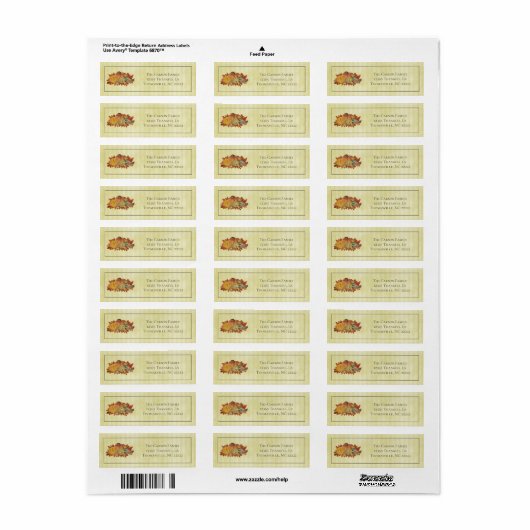 Gele Thanksgiving Pompoenen en Squash Label (Full Sheet)