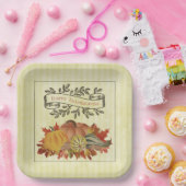 Gele Thanksgiving Pompoenen en Squash Papieren Bordje (Feest)
