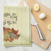 Gele Thanksgiving Pompoenen en Squash Theedoek (Quarter Fold)