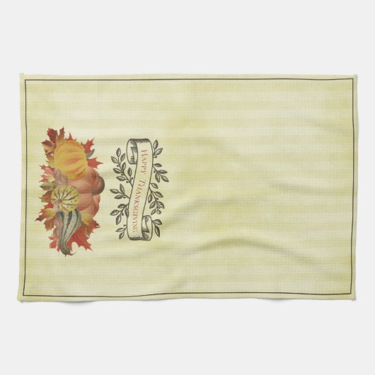 Gele Thanksgiving Pompoenen en Squash Theedoek (Horizontaal)