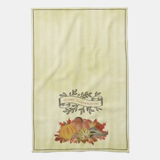 Gele Thanksgiving Pompoenen en Squash Theedoek (Verticaal)