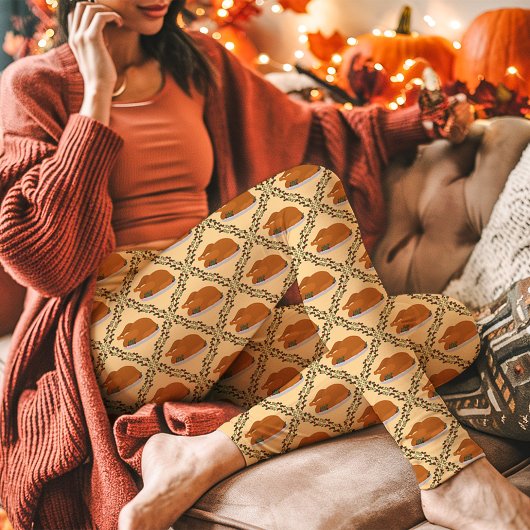 Gele Thanksgiving Turkije vakantiepatroon Leggings
