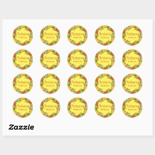 Gele Thanksgiving Wreath Ronde Sticker (Vel)
