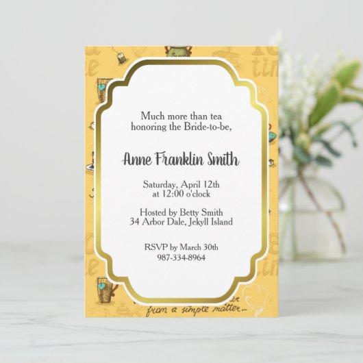 Gele thee en honing thee tijd kaart (Staand voorkant)