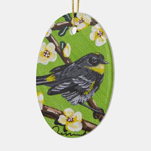 Gele Throat Warbler ~ Spring Keramisch Ornament (Links)