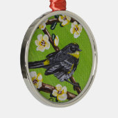 Gele Throat Warbler ~ Spring Metalen Ornament (Rechts)