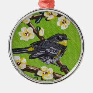Gele Throat Warbler ~ Spring Metalen Ornament