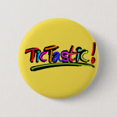 Gele TicTastic badge! Ronde Button 5,7 Cm (Voorkant)