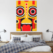 Gele Tiki Stam Canvas Afdruk (Insitu (Slaapkamer))