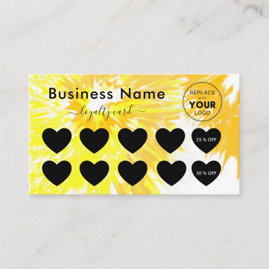 Gele tinkleurstof Minimale korting op Logo & meisj Klantenkaartje (Voorkant)