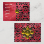 GELE TOPAZ MON, RODE DAMASK ZIJDE ,Grijs Agatha Visitekaartje (Voorkant / Achterkant)