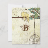 Gele Tortelduifjes die in een Boom zitten sparen d Kaart (Achterkant)