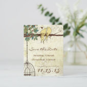 Gele Tortelduifjes die in een Boom zitten sparen d Kaart (Staand voorkant)