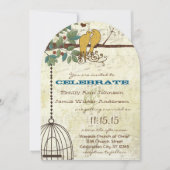 Gele Tortelduifjes die in een Brondenweddenschap z Kaart (Voorkant)