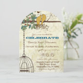 Gele Tortelduifjes die in een Brondenweddenschap z Kaart (Staand voorkant)