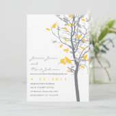 Gele Tortelduifjes in de boom met grijze bladeren Kaart (Staand voorkant)