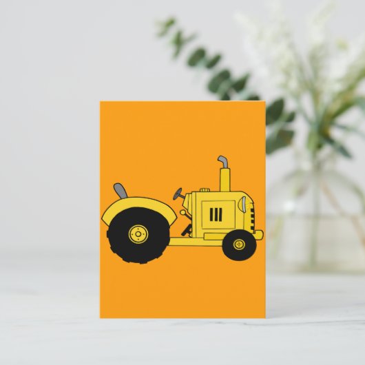 Gele tractor briefkaart (Staand voorkant)