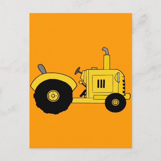 Gele tractor briefkaart (Voorkant)