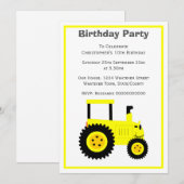 Gele tractor ontwerp gepersonaliseerde verjaardags kaart (Voorkant / Achterkant)