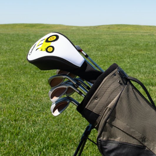 Gele Tractor Ontwerp Golfheadcover (Insitu)