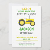 Gele tractor verjaardagsuitnodiging kaart (Voorkant)