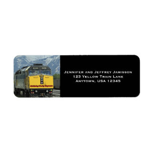 gele train Birthday Return Address Labels Black